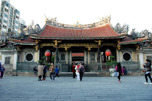 Előtt Longshan Taoista Temple Taipei Tajvan — Stock Fotó