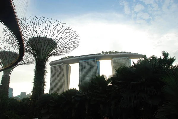 Marina Bay Sands Hotel Singapura Vista Jardins Pela Baía — Fotografia de Stock