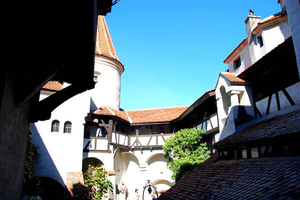 Courtyard of Bran, Dracula's castle in Transylvania, Romania 