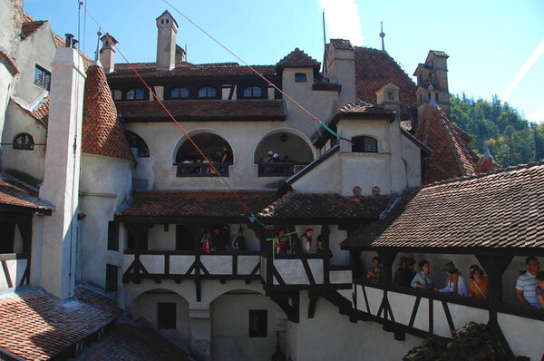 Courtyard of Bran, Dracula's castle in Transylvania, Romania 
