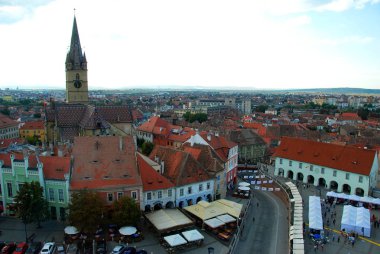 Sibiu Küçük Meydanı görünümü, Romanya 