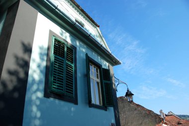 Sighisoara kasabasında geleneksel evin cephe detayı, Romanya