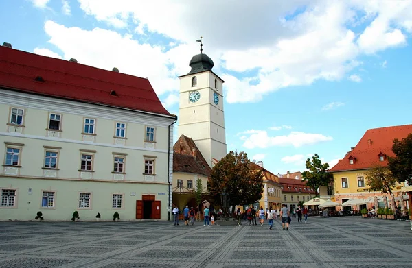 Great Square Council Tower Sibiu City Center Romania — Stock Photo, Image