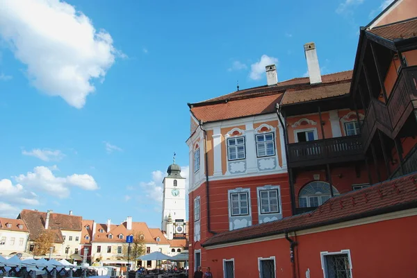Casa Luxemburg Und Der Kleine Platz Von Sibiu Rumänien — Stockfoto