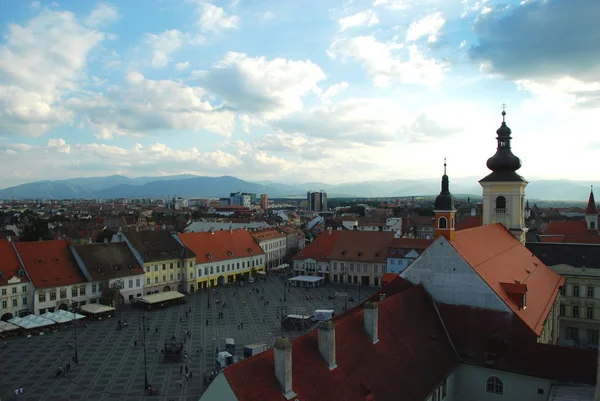 View Great Square Sibiu Romania Council Tower — Stock Photo, Image