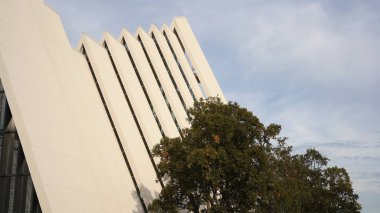 Ishavskatedralen katedral üçgen yapısının detayı, Tromso, Norveç