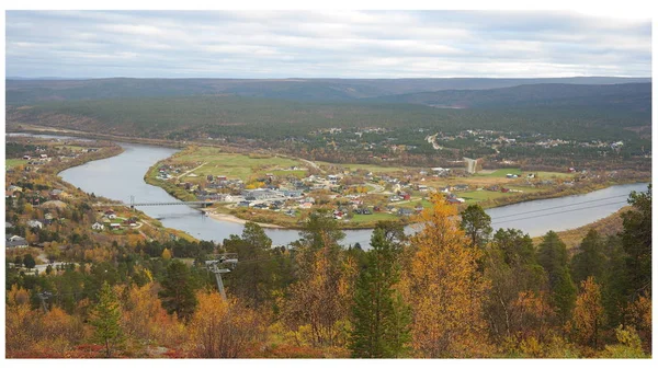 Scenery Karasjok City Tana River Autumn Nature Finnmark Region Norway — Stockfoto