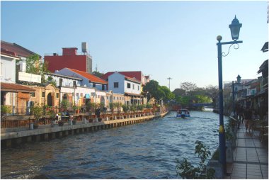 Malacca şehir merkezi, Malezya dolgu üzerinde renkli sanat evleri