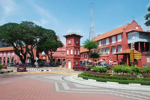 Place Rouge Avec Mairie Centre Ville Malacca Site Patrimoine Mondial — Photo