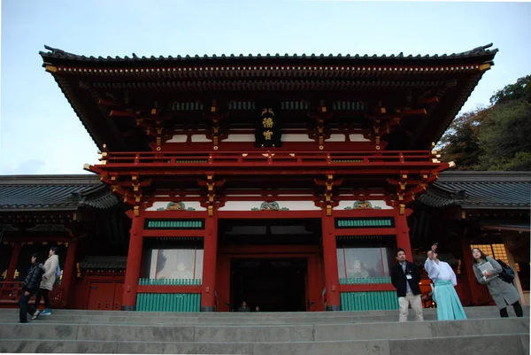 Devant Tsurugaoka Hachiman Sanctuaire Shinto Important Ville Kamakura Japon — Photo