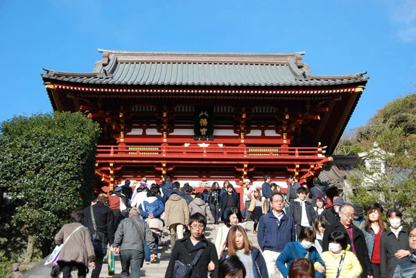 Tourisme Sur Sanctuaire Shinto Tsurugaoka Hachiman Dans Centre Ville Kamakura — Photo