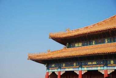 Pekin, Çin 'de yasak şehir veya Saray Müzesi tapınak kenarı detay