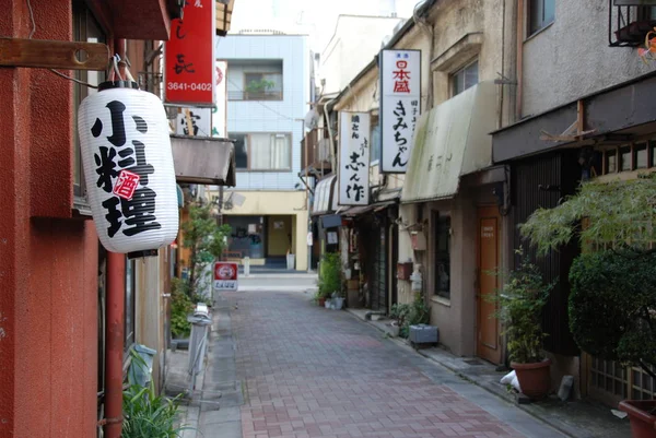 Una Las Pequeñas Estrechas Calles Tradicionales Japonesas Tokio —  Fotos de Stock