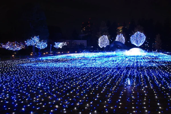 Winter Iluminations Festival Med Merkur Blå Ljusshow Tokyo Midtown Japan — Stockfoto