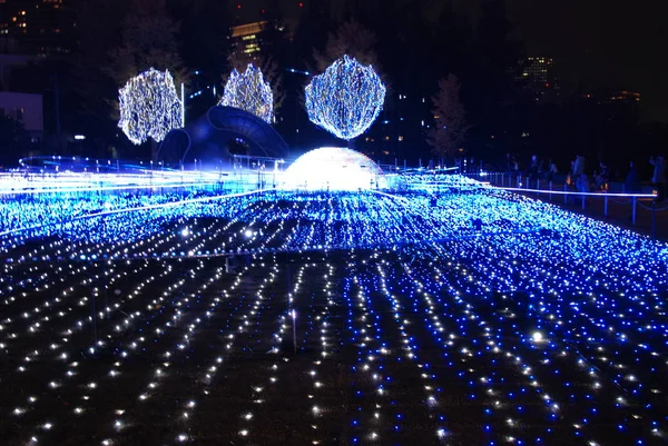 Фестиваль Зимових Ілюмінацій Блакитним Світлом Меркура Токіо Мідтаун Японія 2017 — стокове фото