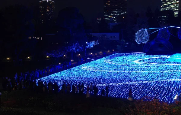 Winter Iluminations Festival Med Merkur Blå Ljusshow Tokyo Midtown Japan — Stockfoto