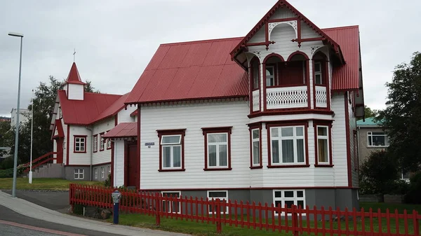 Architettura Tradizionale Islandese Case Legno Nella Città Akureyri Islanda — Foto Stock