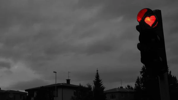 Traffic Lights Red Hearth Akureyri City Iceland — Stock Photo, Image