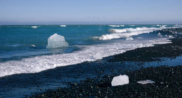 Шматки Льоду Виблискують Сонці Diamond Beach Ісландія — стокове фото
