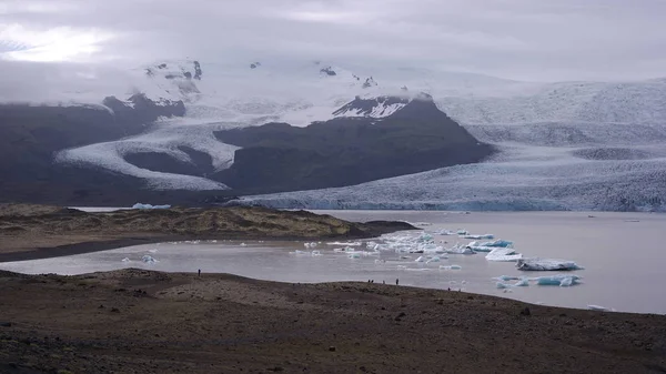Fjallsarlon Льодовикова Лагуна Два Льодовикові Язики Які Вони Частиною Ватнажокул — стокове фото