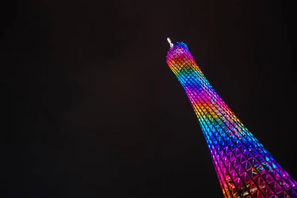 Tour Canton Colorée Illuminée Nuit Chine — Photo