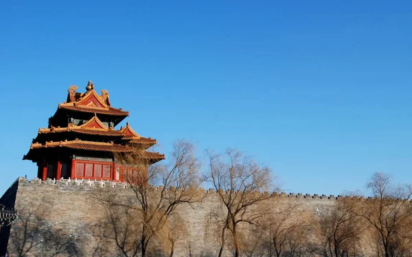 Башня Обороны Стены Запретного Города Пекине Китай — стоковое фото