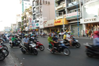 Ho Chi Minh City sokaklarında trafik, Vietnam 