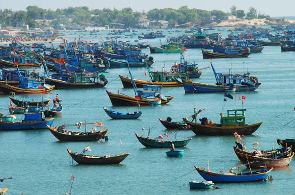 Cientos Barcos Aldea Pescadores Mui Vietnam — Foto de Stock