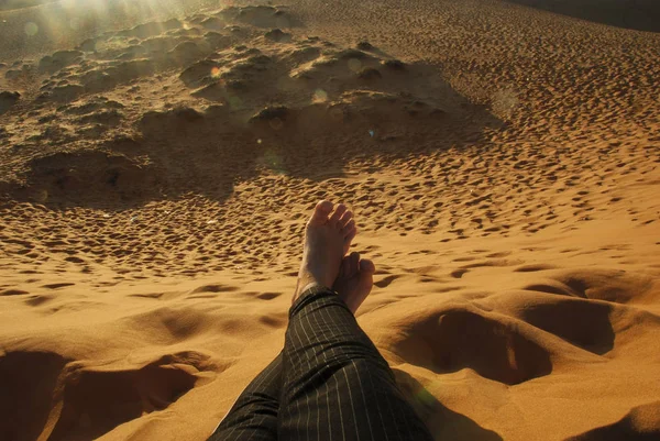 Sentado Red Sand Dunes Mui Vietnã — Fotografia de Stock