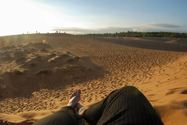 Sentado Red Sand Dunes Mui Vietnã — Fotografia de Stock