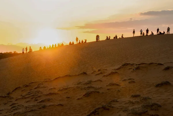 Pôr Sol Sobre Dunas Areia Vermelha Mui Vietnã — Fotografia de Stock