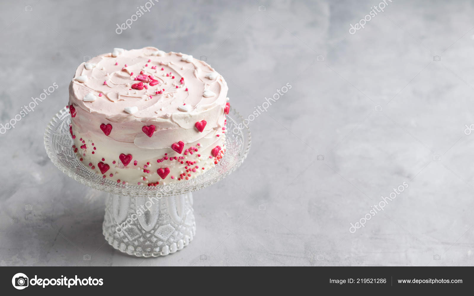 Cake Small Hearts Light Background Romantic Love Background Valentine Day Stock Photo Image By C Milabond 219521286