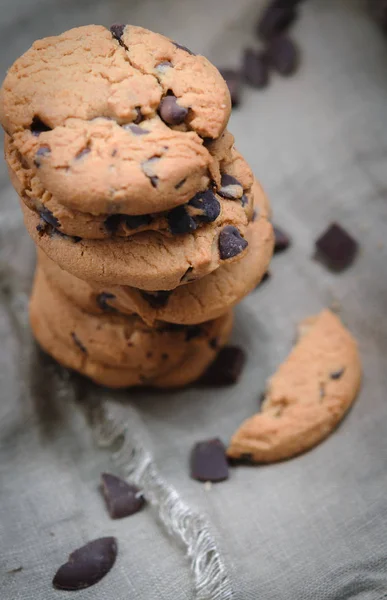 Шоколадне Печиво Чіпсами Вибрати Фокус — стокове фото