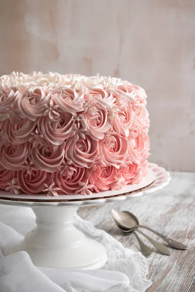 Gâteau Rose Ombre Rose Concept Célébration — Photo