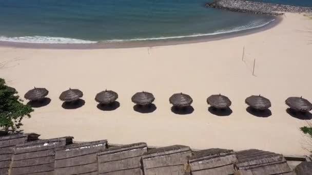 Vue Aérienne Plage Mer Côte Paradisiaque Avec Sable Blanc Eau — Video