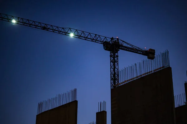 night lighting of a construction crane