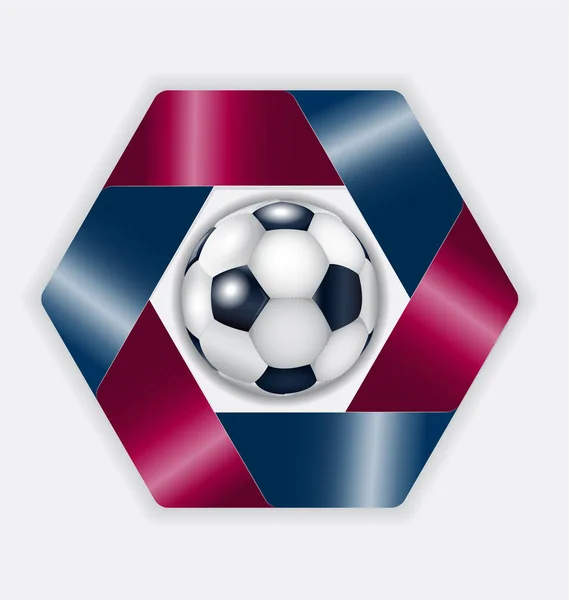 Azul - hexaedro de romã com bola de futebol . — Vetor de Stock