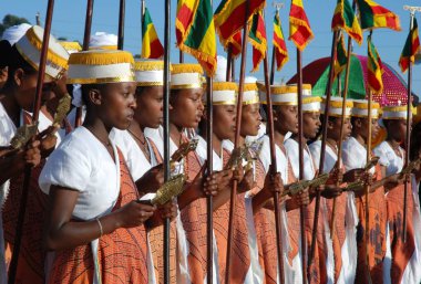 Addis Ababa 18 Ocak 2007: koro dualar ilahi kızlar