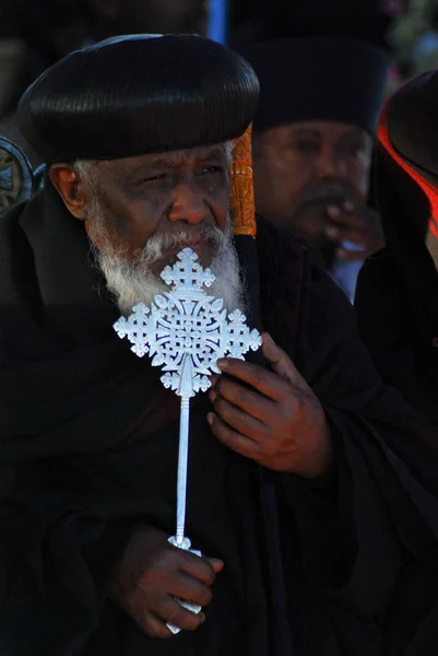 Addis Ababa, Ethiopia, 19th January 2008: Portrait of Ethiopian Orthodox Priest attending Epiphany celebrations