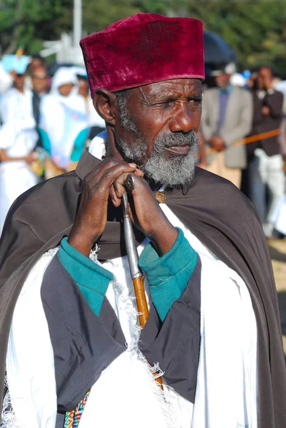Addis Ababa, Ethiopia, 19th January 2008: Portrait of Ethiopian Orthodox Priest attending Epiphany celebrations