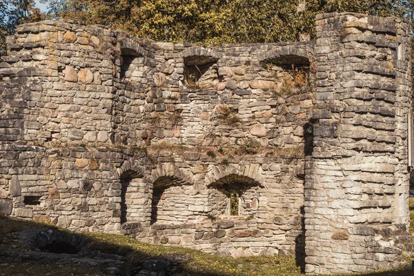 Muralla Piedra Antiguo Monasterio Destruido Durante Guerra Livonia Edad Media — Foto de Stock