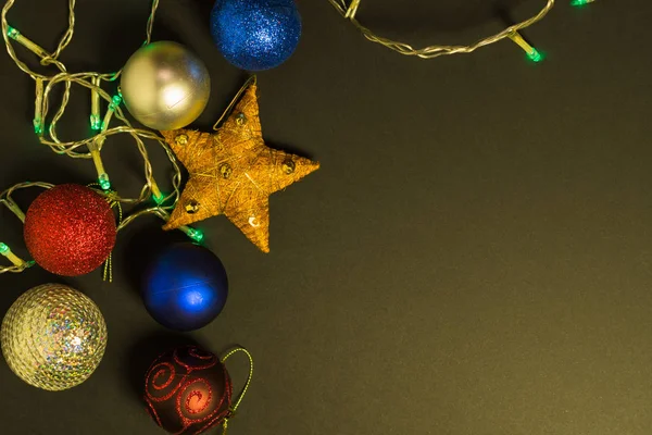 Juguetes Navidad Sobre Fondo Oscuro — Foto de Stock