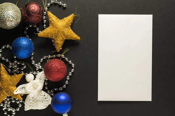 Une Feuille Papier Avec Espace Copie Décorations Noël Sur Fond — Photo