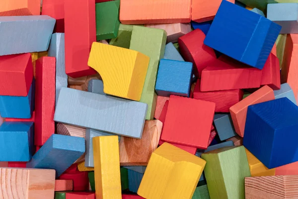 Spielzeugklötze Bunte Holzbausteine Haufen Bunter Spielsteine — Stockfoto