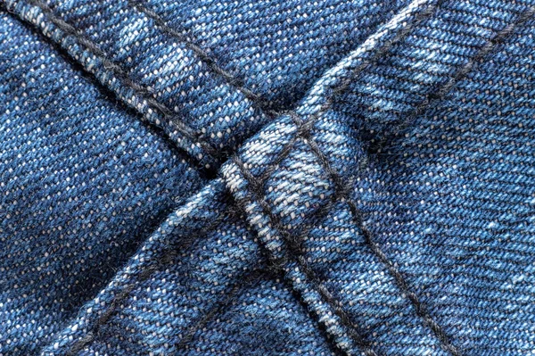 Denim Rough Cotton Fabric Jeans Material Stitched Seam Textile Textured — Stock Photo, Image