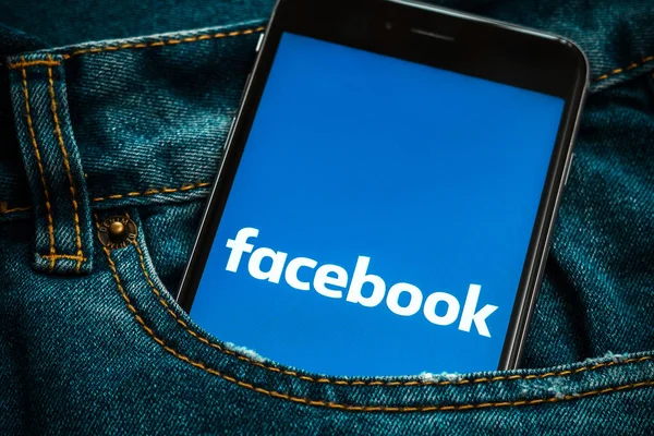 Nowy Jork Usa 2019 Czarny Telefon Logo Mediów Społecznościowych Facebook — Zdjęcie stockowe