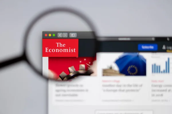 Nova York Eua Março 2019 Página Inicial Site Economist Logotipo — Fotografia de Stock