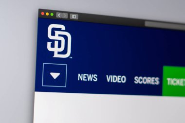 Miami/ABD-04.20.2019: beyzbol takımı San Diego Padres Web sitesi ana sayfası. Takım logosu yakın. Haber medya veya diğer web siteleri için açıklayıcı olarak kullanılabilir, bilgi veya pazarlama kavramı için iyi.