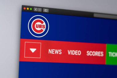 Miami / Amerika - 04.20.2019: Beyzbol takımı Chicago Cubs web sitesi ana sayfası. Takım logosunu kapatın. Haber medyası veya diğer web siteleri için açıklayıcı olarak kullanılabilir, bilgi veya pazarlama konsepti için iyi.