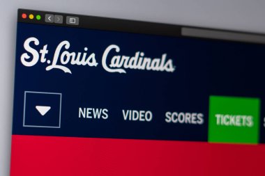 Miami / Abd - 04.20.2019: Beyzbol takımı St. Louis Cardinals web sitesi ana sayfası. Takım logosunu kapatın. Haber medyası veya diğer web siteleri için açıklayıcı olarak kullanılabilir, bilgi veya pazarlama konsepti için iyi.